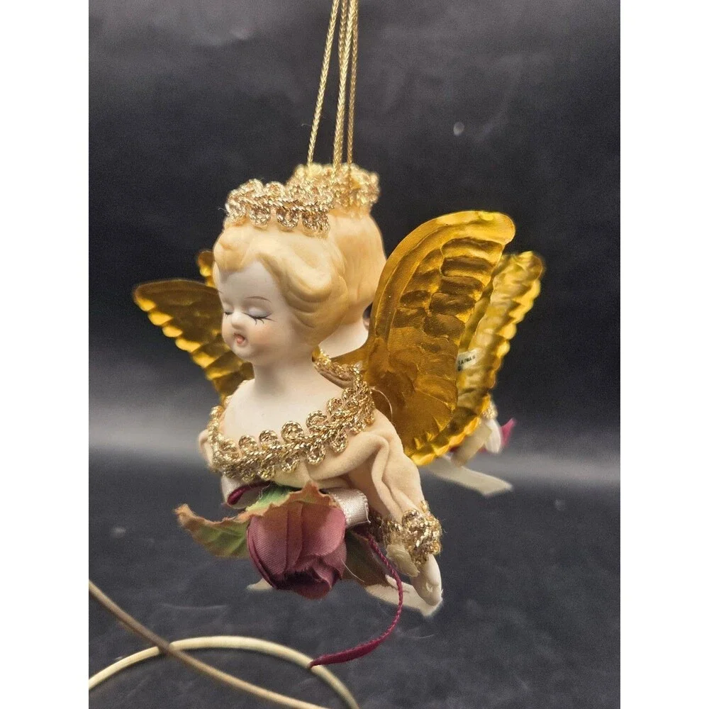 Lot Of 2 Vintage Victorian Style Angel Ornaments